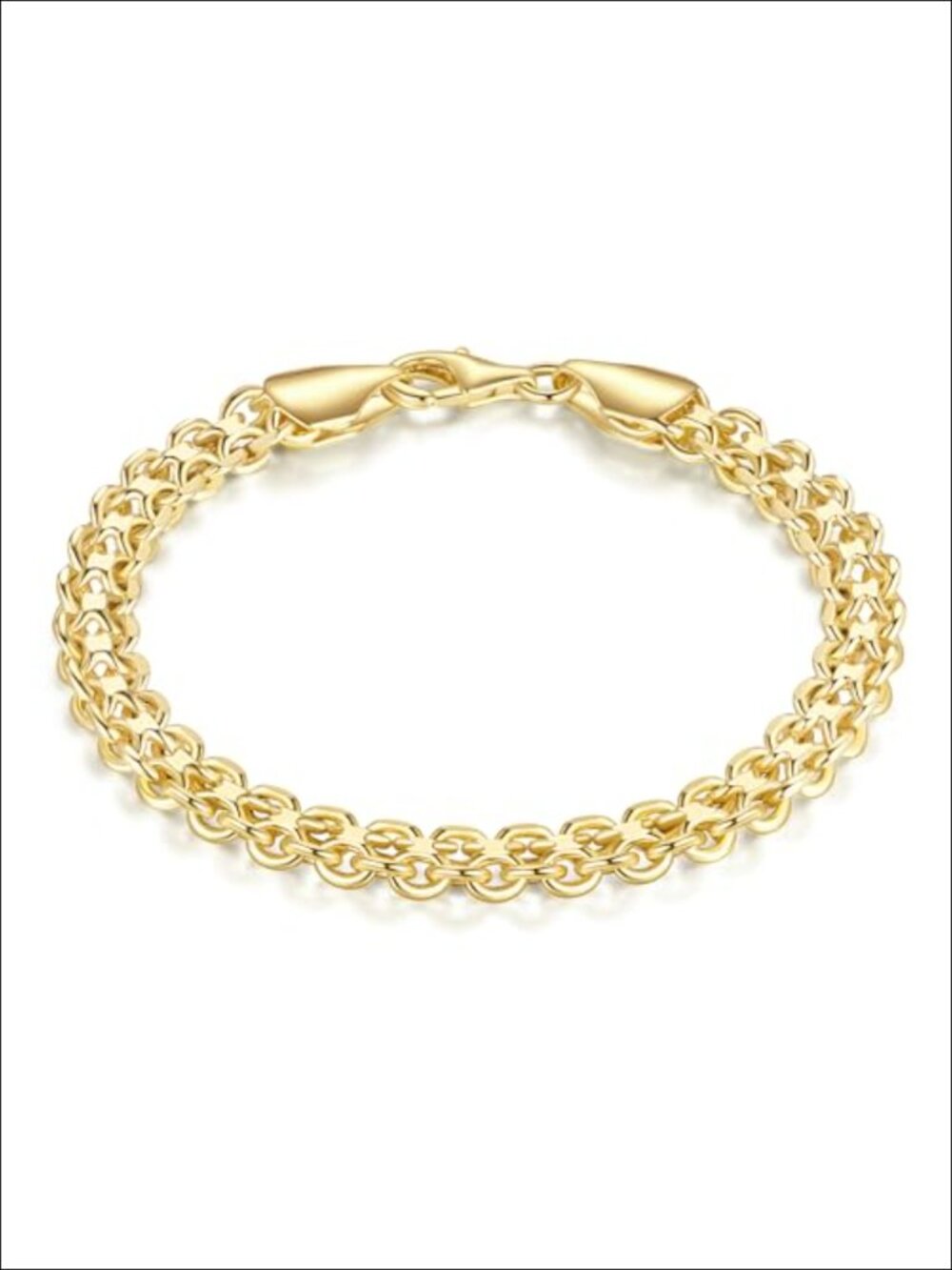14K Gold Plated Wide Mesh Link Bracelet for Women Men